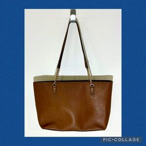 Michael Kors Jet Set Saffiano Leather Chain Tote in Acorn